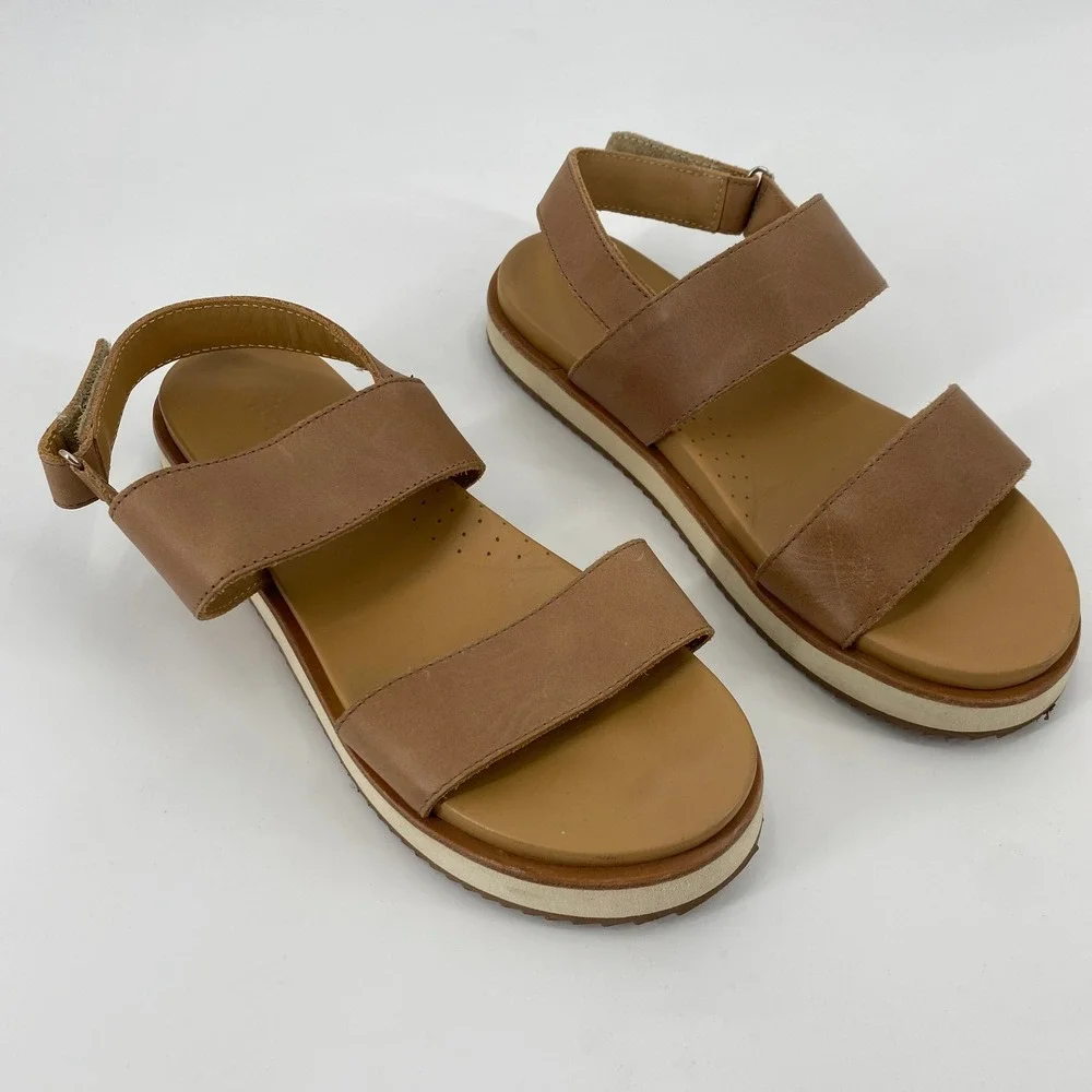 Nisolo Go-To Flatform Sandal Womens 6.5 Brown Leather Ankle Strap
